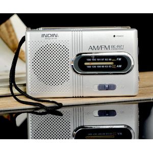 BC-R21 Thuis Draagbare Retro Am/Fm Radio Speler Hoofdtelefoonaansluiting Ingebouwde Luidspreker Robuuste Handheld Lichtgewicht Ultra Dunne (zilver)