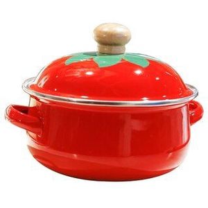 Mode Rode Emaille Kookpot 1.5L Soep Pot Noedels Instant Pot Voor Elektrische/Inductie Kookplaat