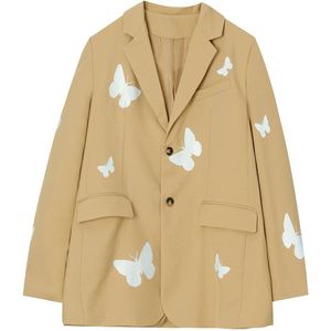 Men Reflective Butterfly Print Casual Suit Blazers Jacket Male Streetwear Hip Hop Show Loose Suit Coat Stage Clothes