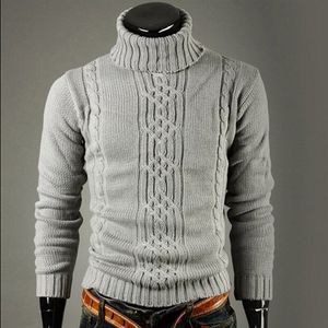 Brand Slim Heren Knit Revers Lange Mouwen Coltrui Coltrui Effen Kleur Reguliere Trui Voor Mannen Winter Hoge hals
