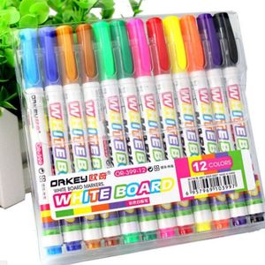 12 Kleuren Whiteboard Marker Niet Giftig Mark Teken Fine Nib Set Supply
