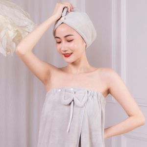 Leuke Boog Badhanddoek + Haar Handdoek + Haarband 3Pcs Vrouwen Microfiber Bathing Badjas Absorberende Microfiber Douche set Snel Droog
