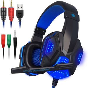 Gaming Headset Met Microfoon En Led Licht Voor Laptop Computer PS4 3.5Mm Oortelefoon Wired Noise Isolatie Volumeregeling Hoofdtelefoon
