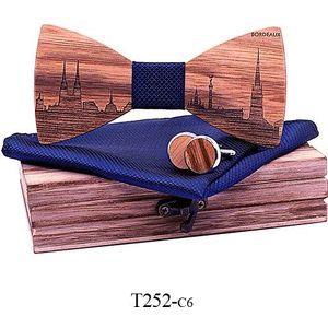 Zebra Hout Frankrijk Bordeaux Skyline Houten strikjes Vlinder Gravata Skyline Ties Voor Mannen Manchetknopen noeud papillon cravate