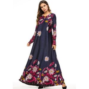 Vestidos VAE Kaftan Abaya Arabische Knit Bloemen Moslim Lange Jurk Vrouwen Robe Dubai Musulmane Longue Turkse Islamitische Kleding