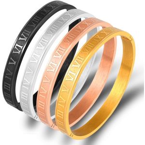 Classic Rvs Zwarte Goud Kleur Paar Manchet Armband Romeinse Cijfer Lover Armband Mannen Vrouwen Bangle Bruiloft Sieraden