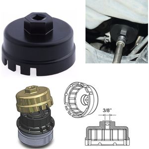 Chuang Qian 64.5 Mm 14 Fluiten Zwarte Olie Filter Behuizing Tool Aluminium Remover Cap Sleutel Voor Toyota Corolla/Camry/Prius/Auirs