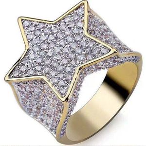 Mode Ster Ringen Goud Zilver Kleur Volledige Iced Zirconia Hiphop Ring Sieraden Voor Mannen En Vrouwen Hiphop Ring