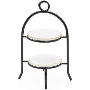 Odoria 1:12 Miniatuur Smeedijzeren 2 Tier Pie Rack Display Cake Stand Poppenhuis Keuken Accessoires