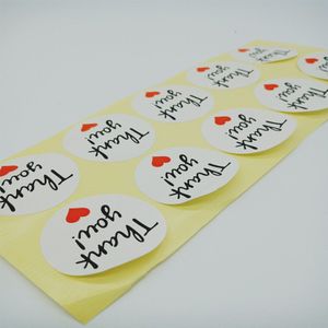 1000 Stks/partij Handgemaakte Ronde Hart Dank U Wtih Rode Afdichting Label Sticker Lijm Briefpapier Sticker