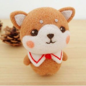 Cartoon Shiba Inu Puppy Hond Stak Pop Handgemaakte Diy Wolvilt Craft Non Afgewerkt Speelgoed Creatieve Hanger Materiaal Pakket set