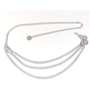 Elegante Vlinder Multi-layer Taille Chain Verstelbare Goud Zilver Metalen Buik Ketting Jurk Jeans Vrouwelijke Tailleband