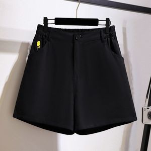 Dames Zomer Plus Size Shorts Voor Vrouwen Grote Losse Casual Wijde Pijpen Zwarte Pocket Katoenen Broek 3XL 4XL 5XL 6XL 7XL