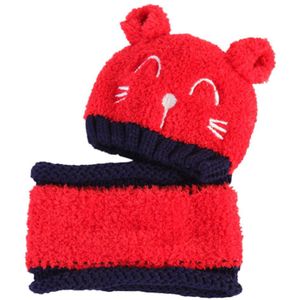 Leuke Baby Peuter Herfst Winter Beanie Warme Muts Hooded Sjaal Oorklep Kat Leuke Gebreide Cap Kids