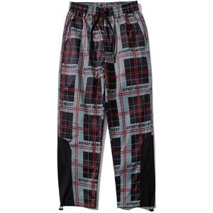 Aolamegs Joggingbroek Plaid Print Broek Mannen Grote Zakken Losse Broek Elastische Taille Trekkoord Casual Loose Hip Hop Streetwear