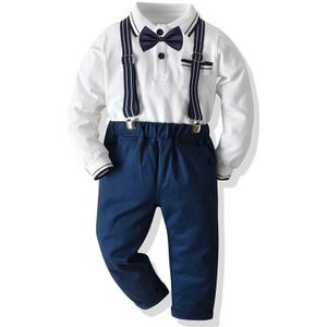 Jongens Formele Pakken Kids Verjaardag Bruiloft Jurk Gentleman Shirt + Broek + Stropdas 3Pcs Koreaanse Stijl Kinderen kleding