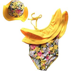 aankomst Pasgeboren Baby Meisje Kleding Bloem Jumpsuit Romper Bodysuit Hoed 2 stuks Outfits bikini Set