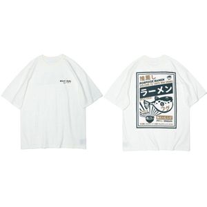 Gonthwid Puffer Vis Ramen Print Korte Mouwen T-shirts Harajuku Hip Hop Casual Streetwear Tees Shirt Heren Zomer Mode om