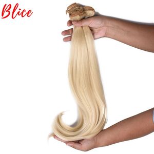 Blice 18-22 Inch Bouncy Krullend Synthetisch Haar Weave Natuurlijke Kleur Hair Extensions 4 Stks/pak Met Gratis Sluiting Bundels 613 # Blonde
