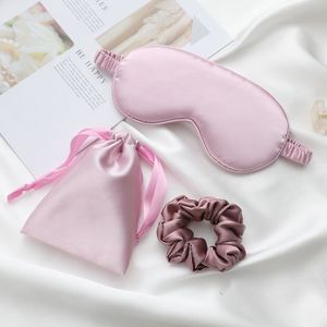 Geïmiteerd Zijde Slaap Oogmasker Reizen Slapen Eyeshade Cover Dutje Eyepatch Blindfold Patch Rest Snore + Draagtas Tas + haar Ring