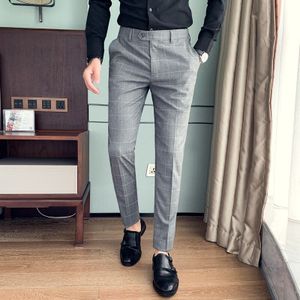 Britse Stijl Heren Jurk Broek Koreaanse Slim Fit Plaid Formele Broek Mannen Alle Match Casual Business Broek Mannen 36-29