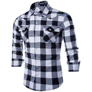 Classic Plaided print M-2XL mode mannen shirts volledige mouw Westerse casual jonge jongens tops Slim fit met zakken