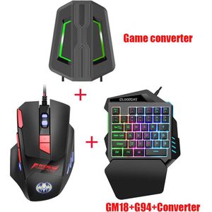 Gaming Toetsenbord Enkele Hand Mini Usb Wired 35 Toetsen 3200Dpi Muis Combo Een Eentje Voor Mobiele Smartphone 7 Kleuren led Backlight