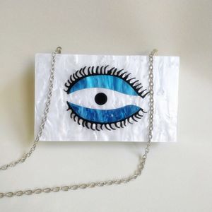 18X11 cm Parel Met Met Blue Evil Eye Acryl Box Koppelingen Vrouwen Vrouwelijke Schouder Avond Reizen Strand Summber dame Handtassen