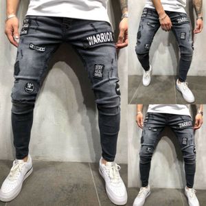 mannen Biker Ripped Skinny Lange Broek Gebleekte Verontruste Verzwakte Vrouwelijke Casual Slim Fit Denim Broek Potlood broek S-3XL