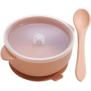 Baby Servies Bpa Gratis Sucker Kom Met Deksel Kinderen Draagbare Voedsel Kom En Lepel Peuter Siliconen Diner Plaat Set