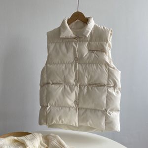 Paars Puffy Parka Vest Vrouwen Dikke Winter Koreaanse Stijl Losse Brood Kleding Mouwloze Korte Katoenen Jas