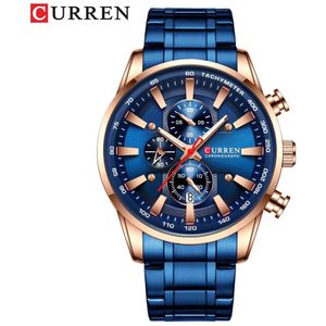 Curren Top Horloge Voor Mannen Quartz Sport Auto Horloge Chronograaf Klok Datum Horloges Rvs Mannelijke Horloge