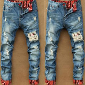Real Western Vs Euro Rusland Afrikaanse Size 7XL 8XL 9XL 10XL Plus Size Bulk Met Gaten Mannen jeans
