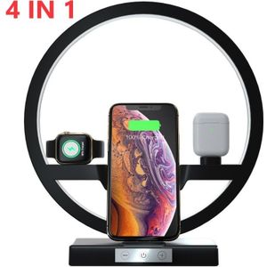 4 In 1 Qi Snelle Draadloze Oplader Dock Station Voor Airpods Iphone 11 Pro Max Apple Horloge 1 2 3 4 5 Opladen Dock Houder Led Lamp