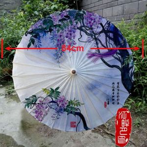 Paarse Kleur Handgemaakte Geolied Papier Paraplu Bamboe Houten Parasol Vrouwen Klassieke Japanse Chinese Bruiloft Opknoping