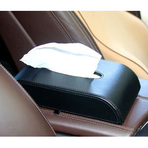 Verkoop Auto Styling Lederen Tissue Papier Doos Voor Thuis Auto Tissue Bag Holder Box Case Blok Type -Zwart