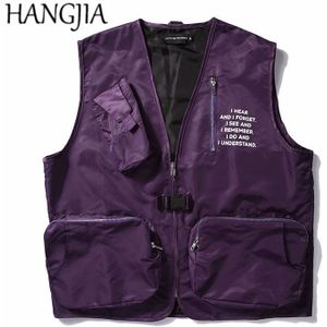 Japanse Streetwear Cargo Vest Dunne Hiphop Functie Vest Uitloper Mannen Multi-Pocket Vintage Mouwloze Jas Vesten Voor Mannen vrouwen