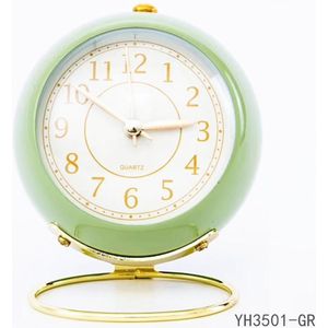 Retro 3.5Inch Metalen Wekker Ronde Desktop Quartz Klok Nachtkastje Desktop Decoratie