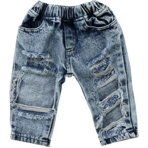 Baby Meisje Broek Pasgeboren Casual Bottoms Gescheurd Gat Denim Broek Lange Pocket Jeans
