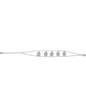 Luxe Prachtige 5 Stenen Geometrische Water Cz Link Chain Armbanden Trendy Vrouwen Lady Vonken Bling Sieraden