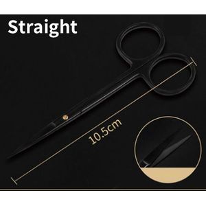 Oogheelkunde Porselein Zwart Handvat Schaar Wolfraam Carbon Stalen Dubbele Ooglid 10Cm Plastic Eye Tool Rechte Gebogen Tip