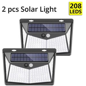 Wakyme 208 Led Solar Light Outdoors Solar Wandlamp Pir Motion Sensor Tuin Licht Waterdichte Beveiliging Zonne-energie Zonlicht