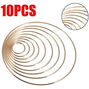 10 Stks/set Gold Dreamcatcher Ringen Hoops Set Macrame Craft Hoepel Diy Handgemaakte Hoepel Dreamcatcher Materiaal Accessoires