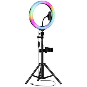 Abdz-Draagbare Rgb Ring Licht Met Statief 10 Inch Vullen Licht Led Live Licht Mobiele Telefoon Universele Selfie Stok