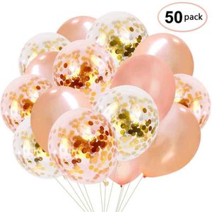 50 stks/partij Multi Confetti Ballonnen Rose Gold Helium Ballen Jongen Meisje Gelukkige Verjaardag Ballon Wedding Party Decoratoon Levert