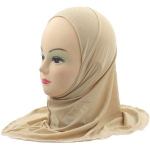 Kid Meisjes Islamitische Moslim Arabische Hijab Sjaal School Strass Kind Hoofddeksels Abaya Nace Cover Motorkap Sjaal Wrap Hoofddoek Mode