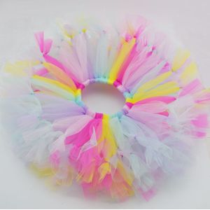 Handgemaakte Pastel Rainbow Baby Meisje Tutu Rok Pluizige Mooie Tutu Pasgeboren Foto Props Pettiskirt Zachte Nylon Tule