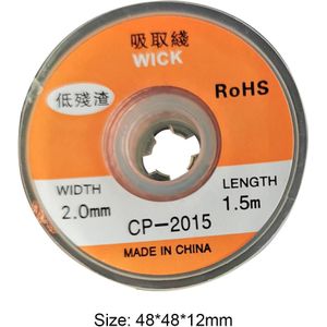 1.5M Desolderen Vlecht Lassen Soldeer Remover Wire Lead Cord Bga Reparatie Tool Nauwkeurige Zorgt Tin Absorptie Capaciteit