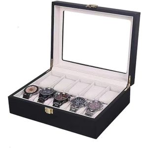 Hout Horloge Opbergdoos Rode Horloge Collectie Box Met Gouden Slot Sieraden Organizer Voor Vrouwen