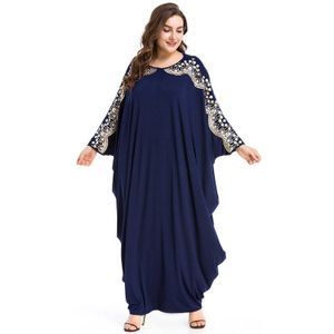 Plus Size Arabische Elegante Losse Abaya Kaftan Islamitische Mode Moslim Jurk Kleding Vrouwen marineblauw Dubai Abaya